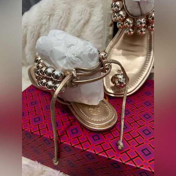 Tory Burch Melody Ankle strap sandal metallic ROSE GOLD - Picture 2 of 5